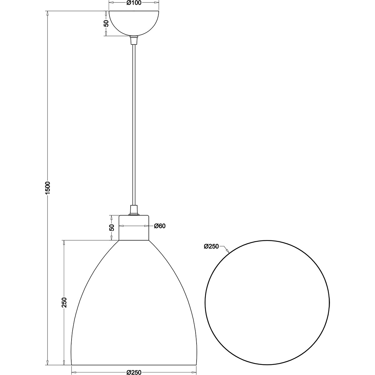 Suspension LED - Trion Jaguar - Douille E27 - Rond - Mat Noir - Aluminium - Jusqu'à 40W