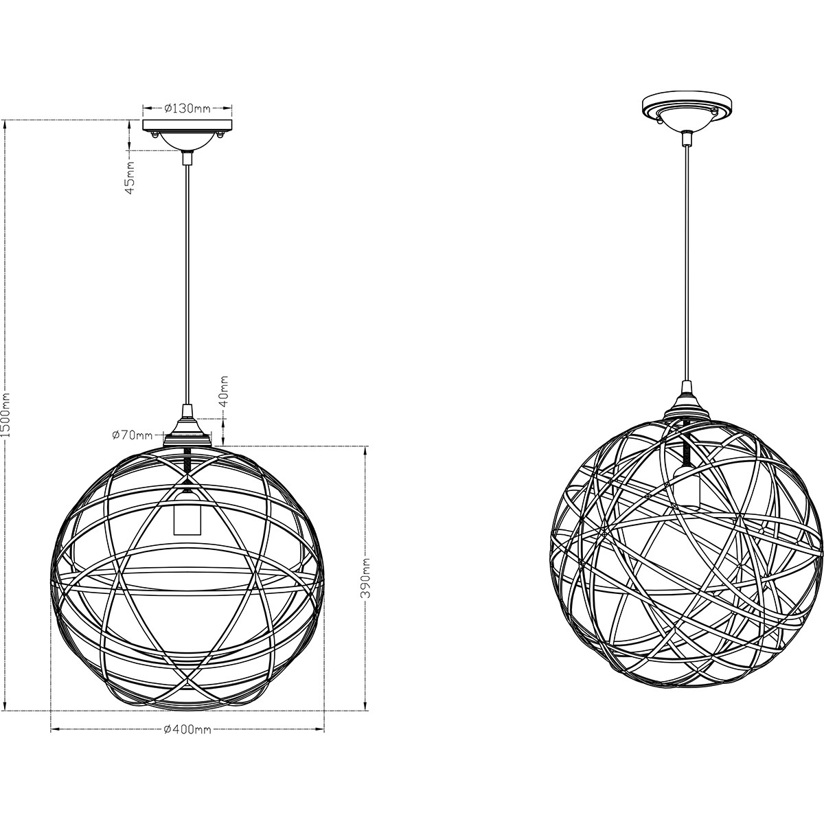 Suspension LED - Luminaire Suspendu - Trion Jica - Douille E27 - Rond - Cuivre Antique - Aluminium