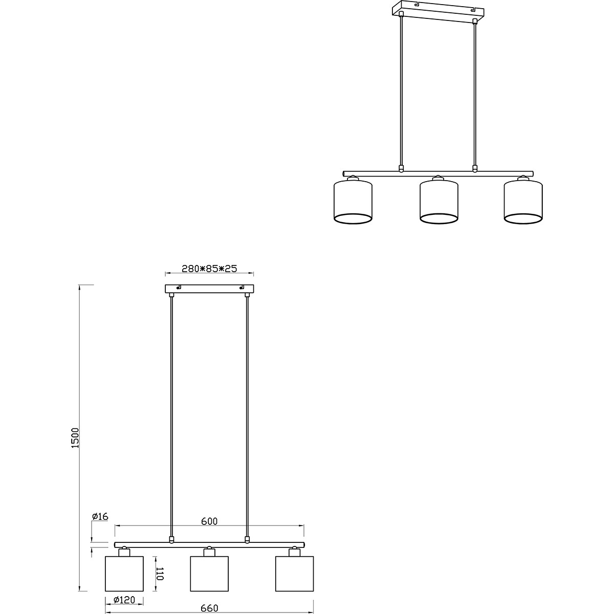 Suspension LED - Trion Julina - Douille E14 - 3 lumières - Beige