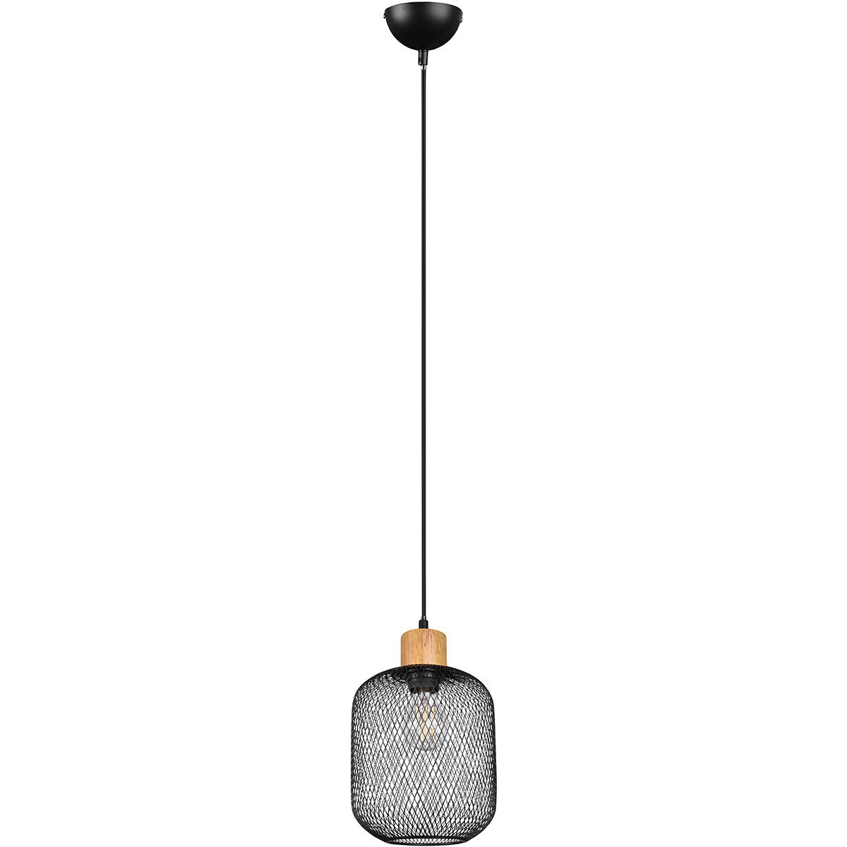 Suspension LED - Trion Kalim - Douille E27 - 1-lumière - Rond - Mat Noir - Aluminium