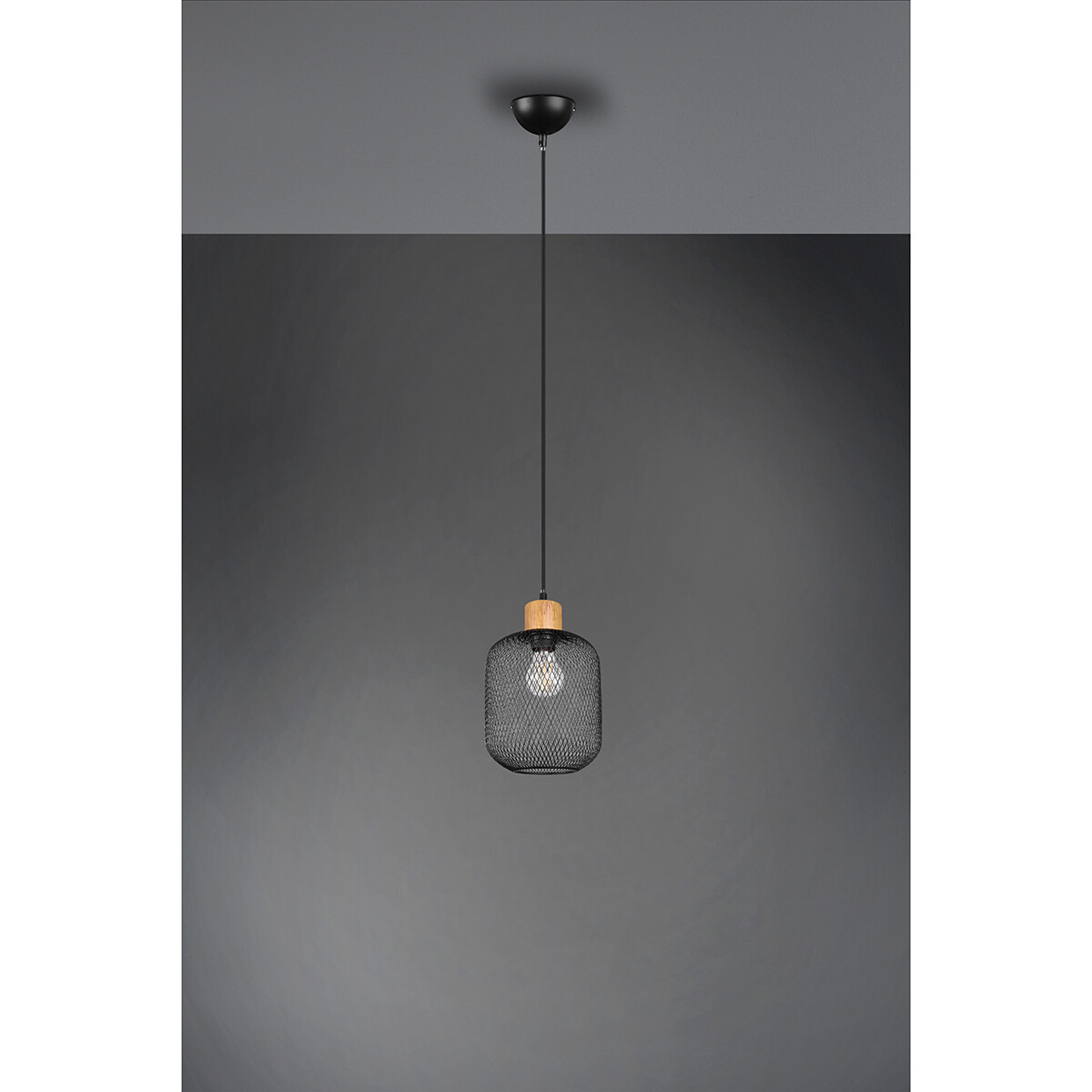 Suspension LED - Trion Kalim - Douille E27 - 1-lumière - Rond - Mat Noir - Aluminium