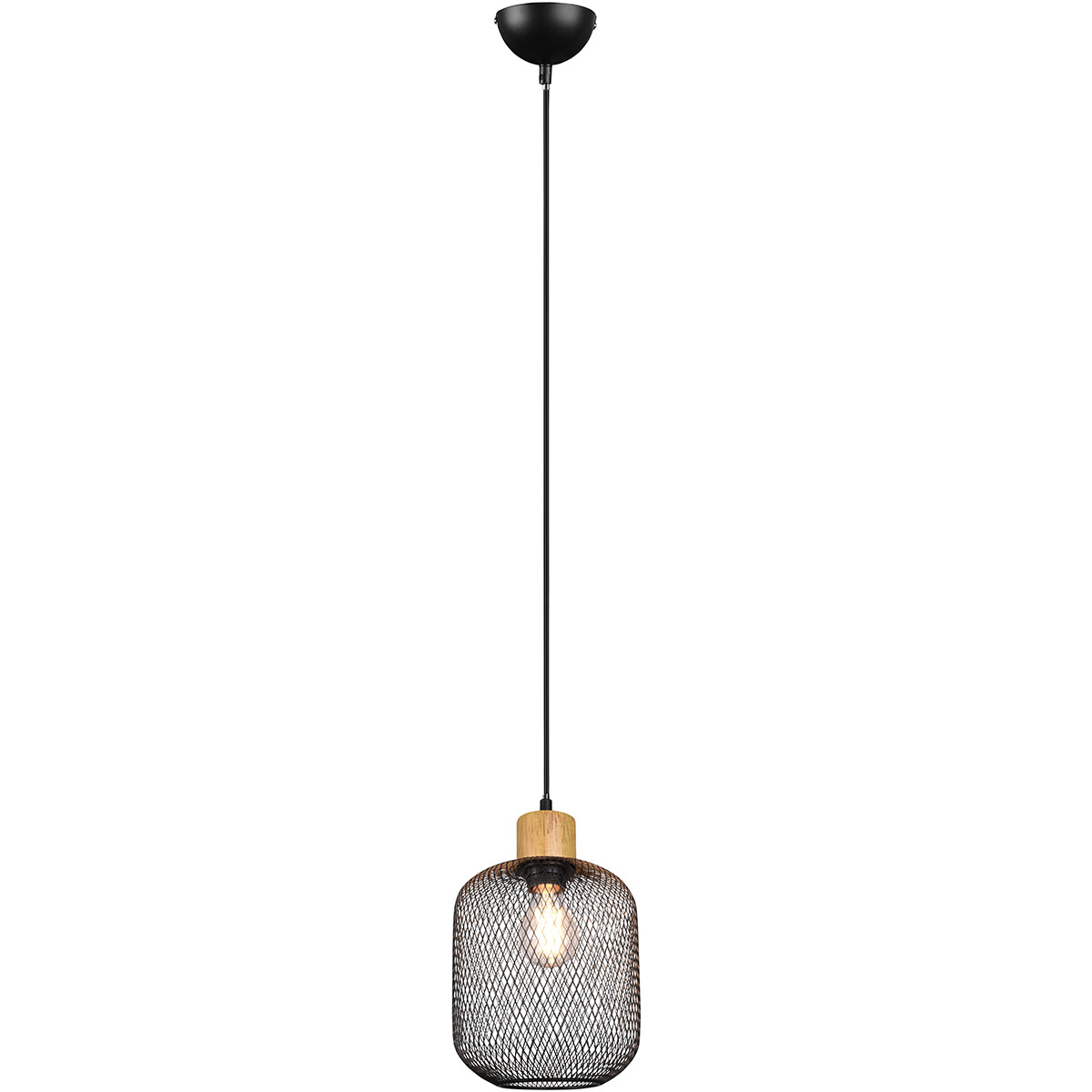 Suspension LED - Trion Kalim - Douille E27 - 1-lumière - Rond - Mat Noir - Aluminium