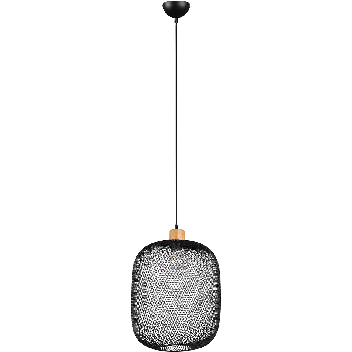 Suspension LED - Trion Kalim XL - Douille E27 - 1-lumière - Rond - Mat Noir - Aluminium