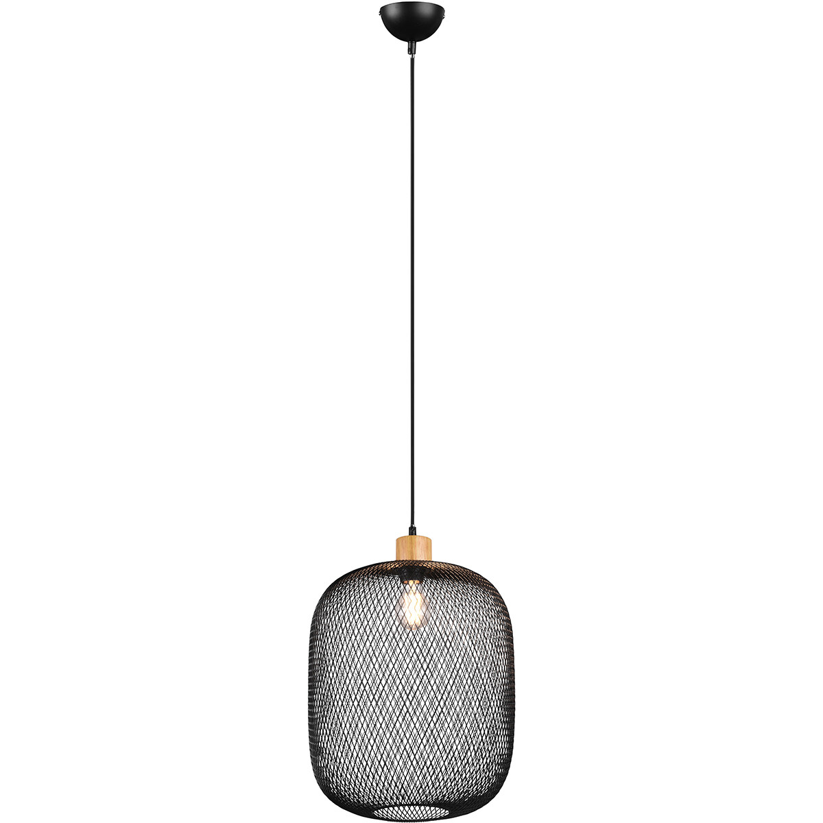 Suspension LED - Trion Kalim XL - Douille E27 - 1-lumière - Rond - Mat Noir - Aluminium