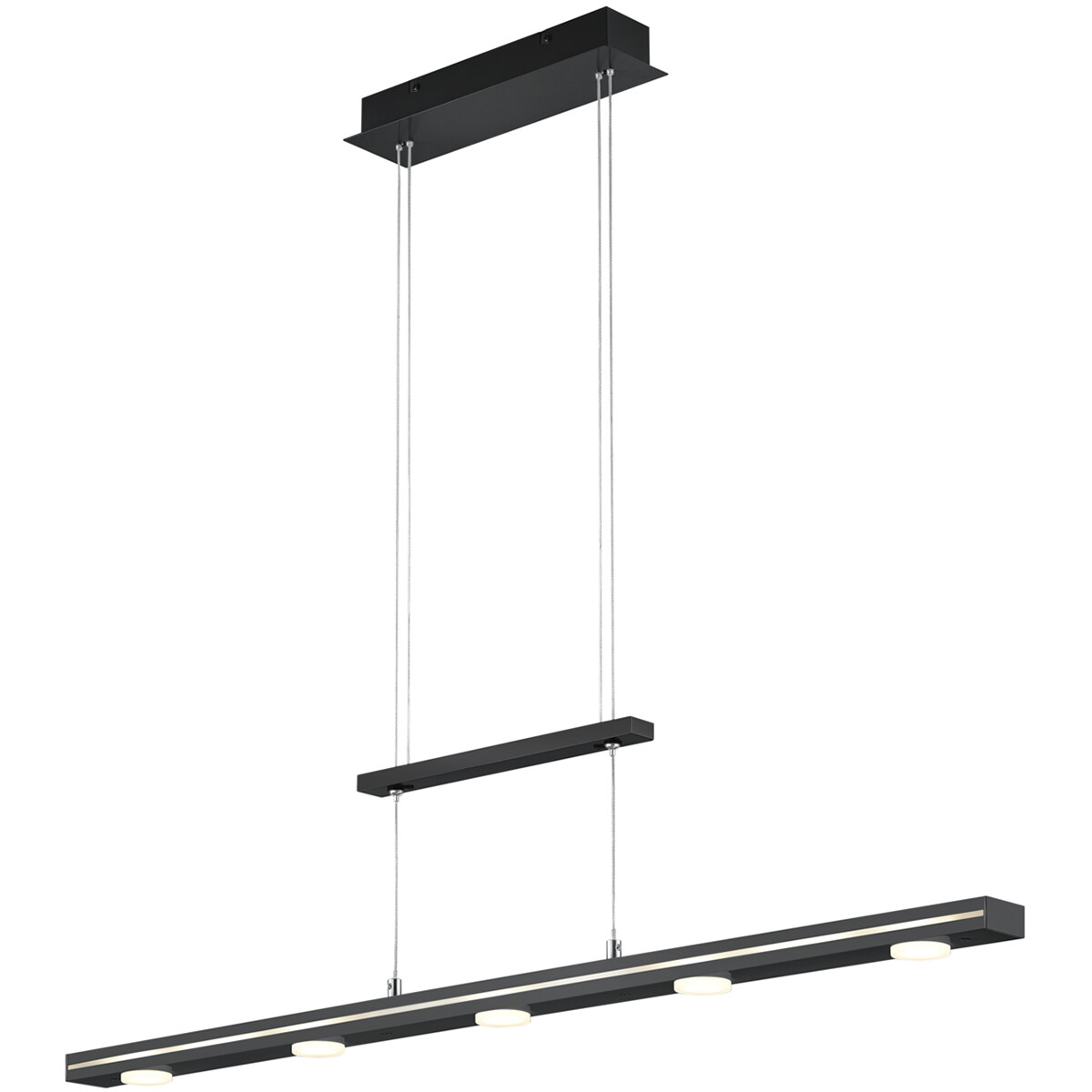 Suspension LED - Trion Lacy - 21W - Couleur de lumière ajustable - 7-lumières - Dimmable - Rectangle - Mat Noir - Aluminium