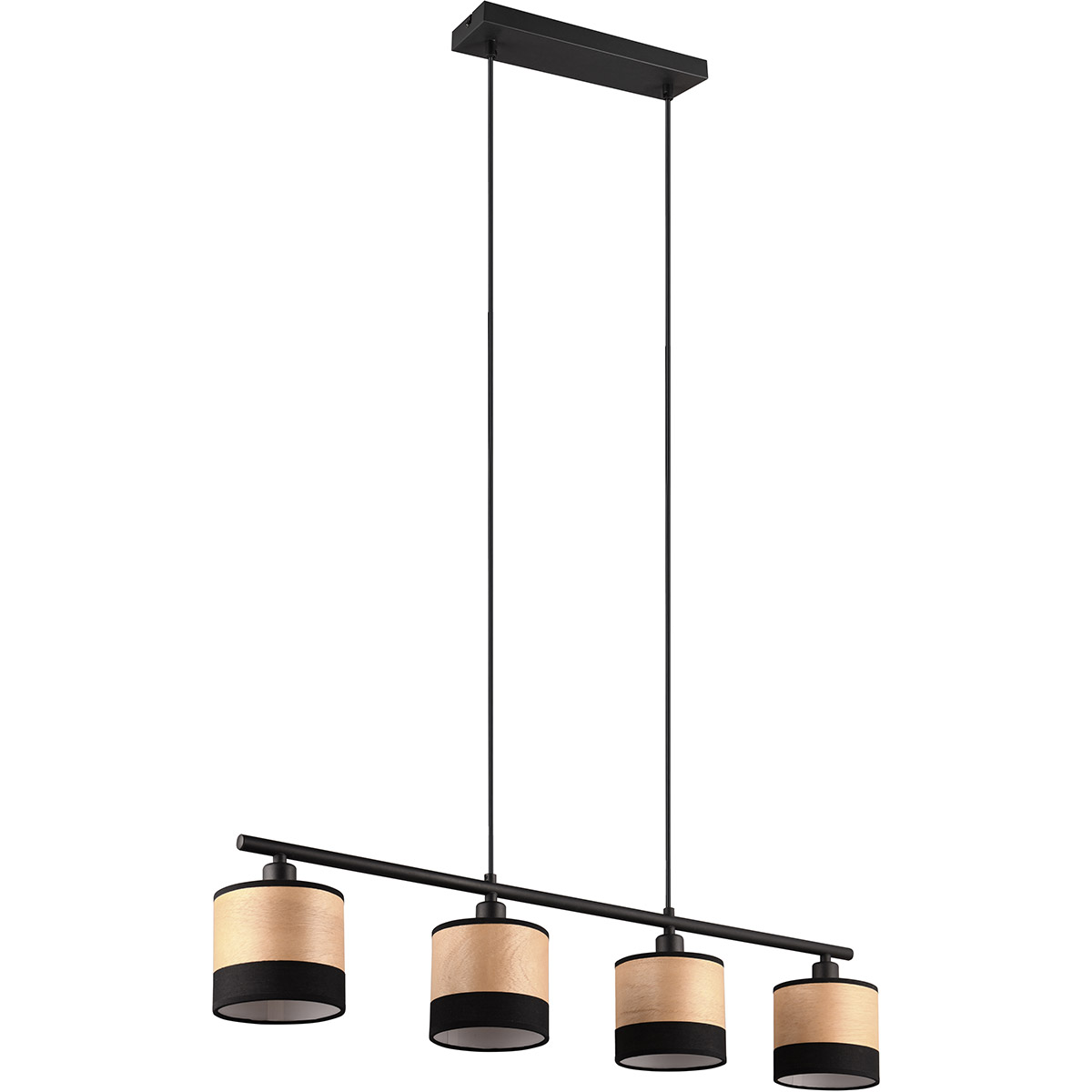 LED Suspension - Trion Lazo - Douille E14 - 4-lumières - Rectangulaire - Noir Mat - Métal