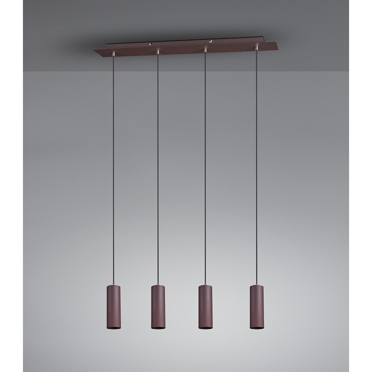 Suspension LED - Trion Mary - Douille GU10 - 4-lumières - Rectangle - Couleur Rouille - Aluminium