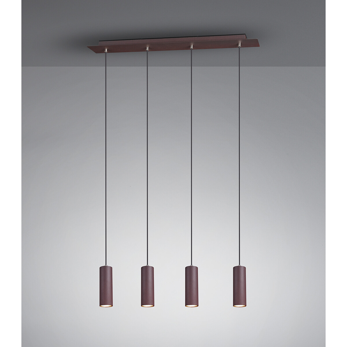 Suspension LED - Trion Mary - Douille GU10 - 4-lumières - Rectangle - Couleur Rouille - Aluminium