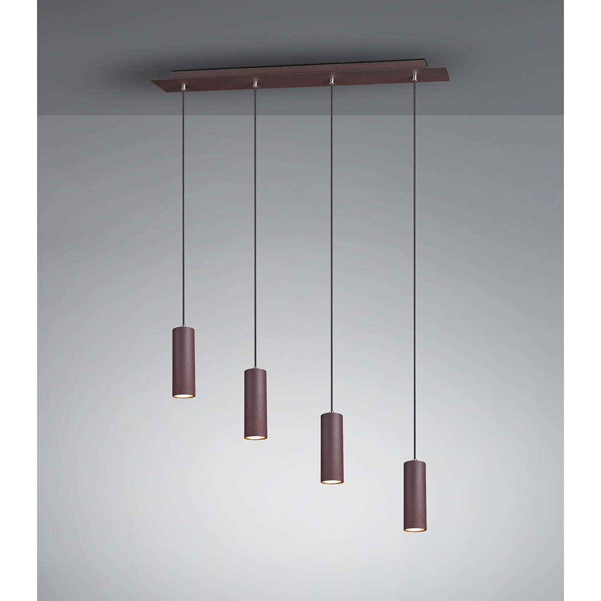 Suspension LED - Trion Mary - Douille GU10 - 4-lumières - Rectangle - Couleur Rouille - Aluminium