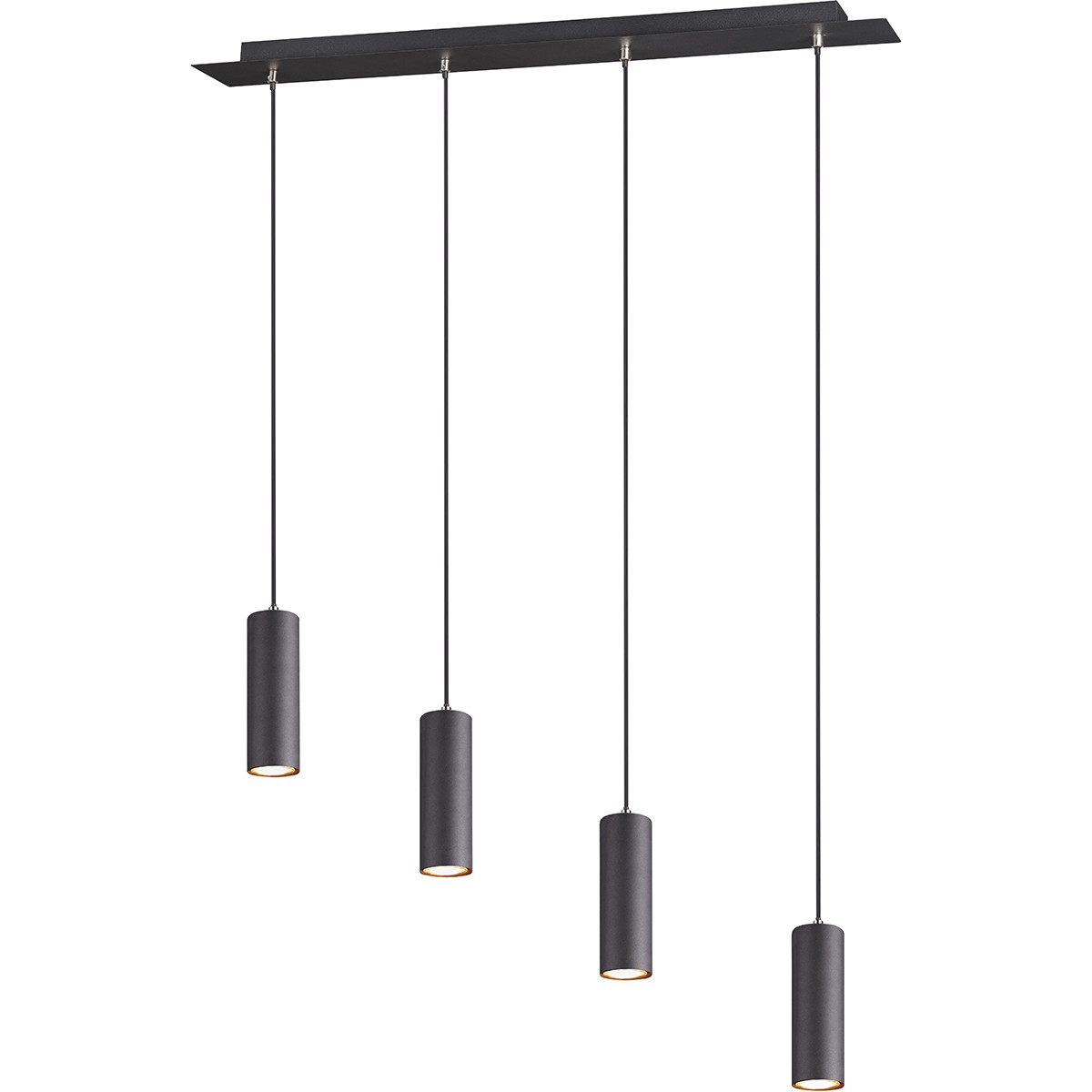 Suspension LED - Trion Mary - Douille GU10 - 4-lumières - Rond - Mat Noir Aluminium