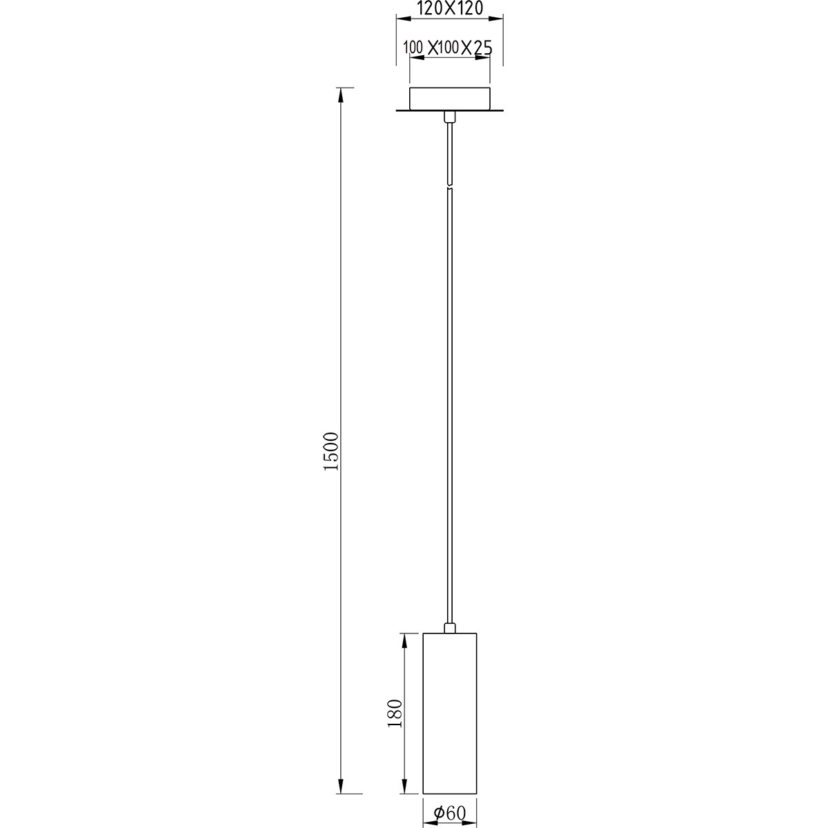 Suspension LED - Trion Mary - Douille GU10 - 1-lumière - Rond - Mat Noir - Aluminium