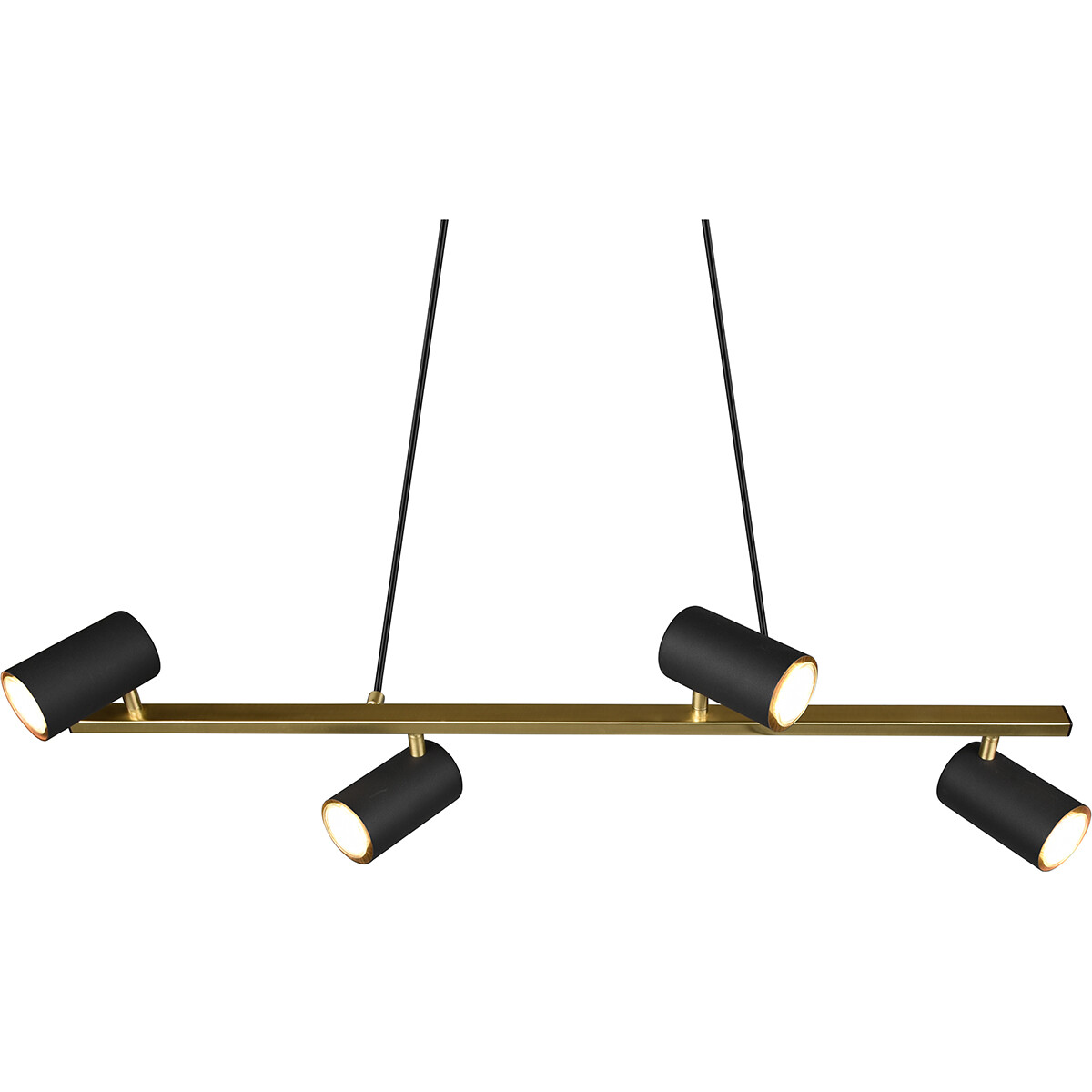 Suspension LED - Trion Milona - Douille GU10 - 4-lumières - Rectangle - Mat Noir/Or - Aluminium