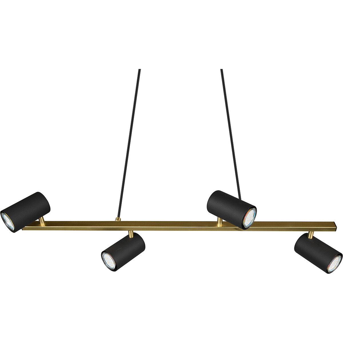 Suspension LED - Trion Milona - Douille GU10 - 4-lumières - Rectangle - Mat Noir/Or - Aluminium