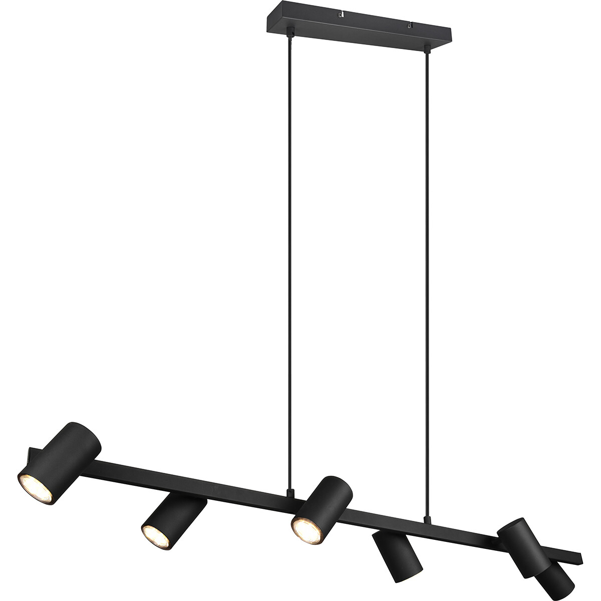 Suspension LED - Trion Milona - Douille GU10 - 6-lumières - Rond - Mat Noir - Aluminium