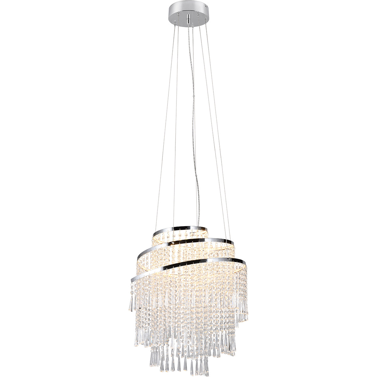 LED Suspension - Trion Mop - 38W - Couleur Ajustable - Gradable - Rond - Chrome - Métal