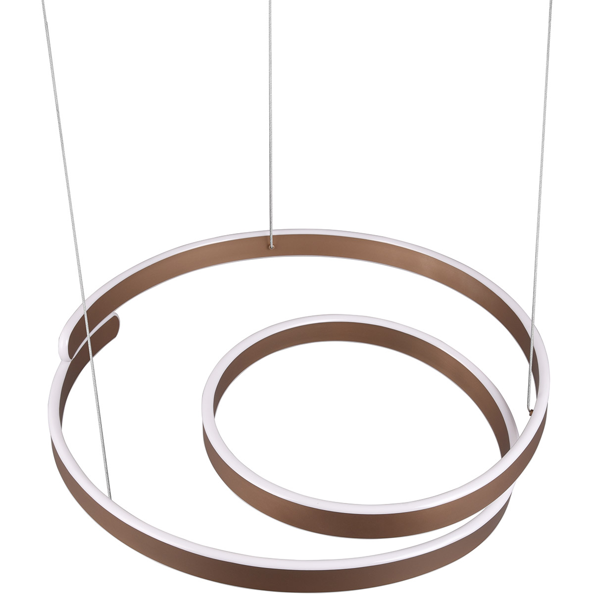 Suspension LED - Trion Renie - 68W - Blanc Chaud 3000K - Dimmable - Rond - Café - Métal