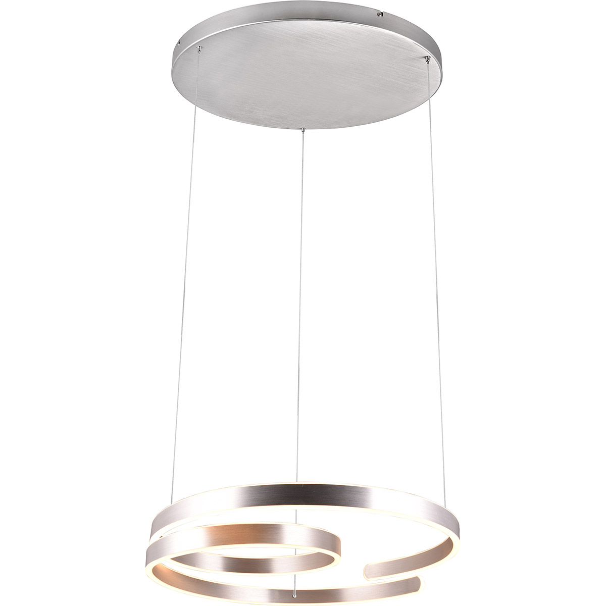 Suspension LED - Trion Renie - 68W - Blanc Chaud 3000K - Dimmable - Rond - Aluminium Brossé - Métal