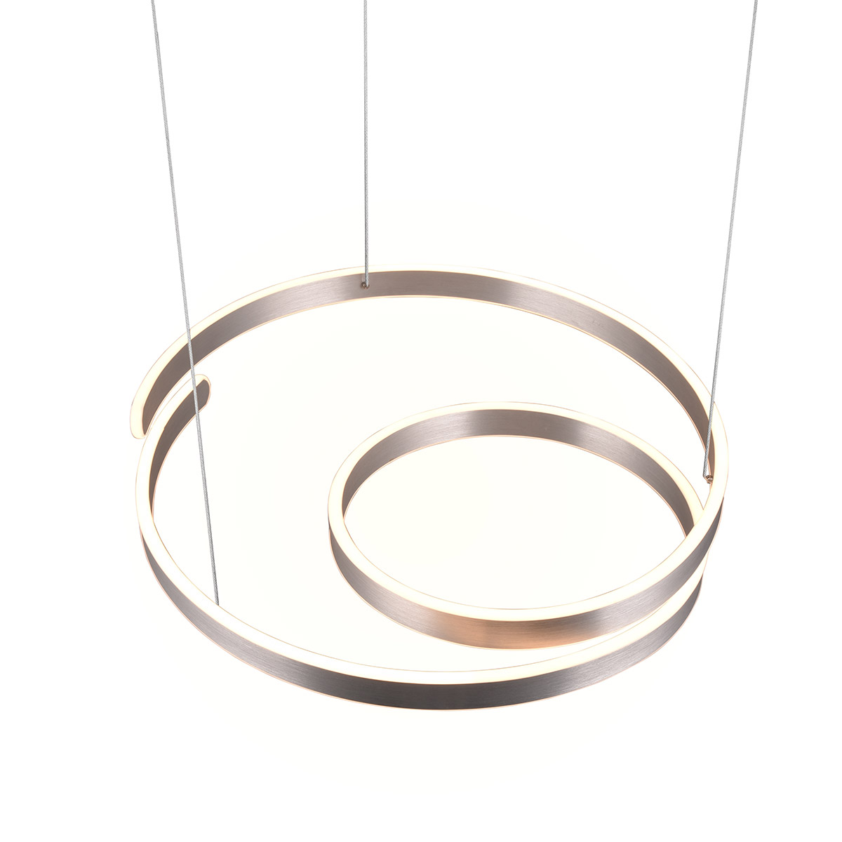 Suspension LED - Trion Renie - 68W - Blanc Chaud 3000K - Dimmable - Rond - Aluminium Brossé - Métal