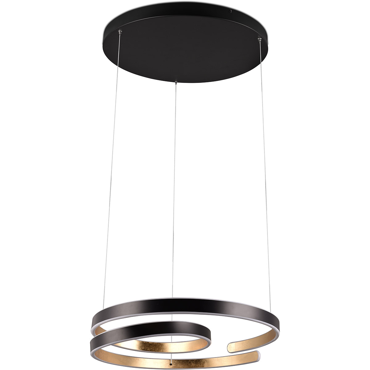 Suspension LED - Trion Renie - 68W - Blanc Chaud 3000K - Dimmable - Rond - Noir Doré - Métal