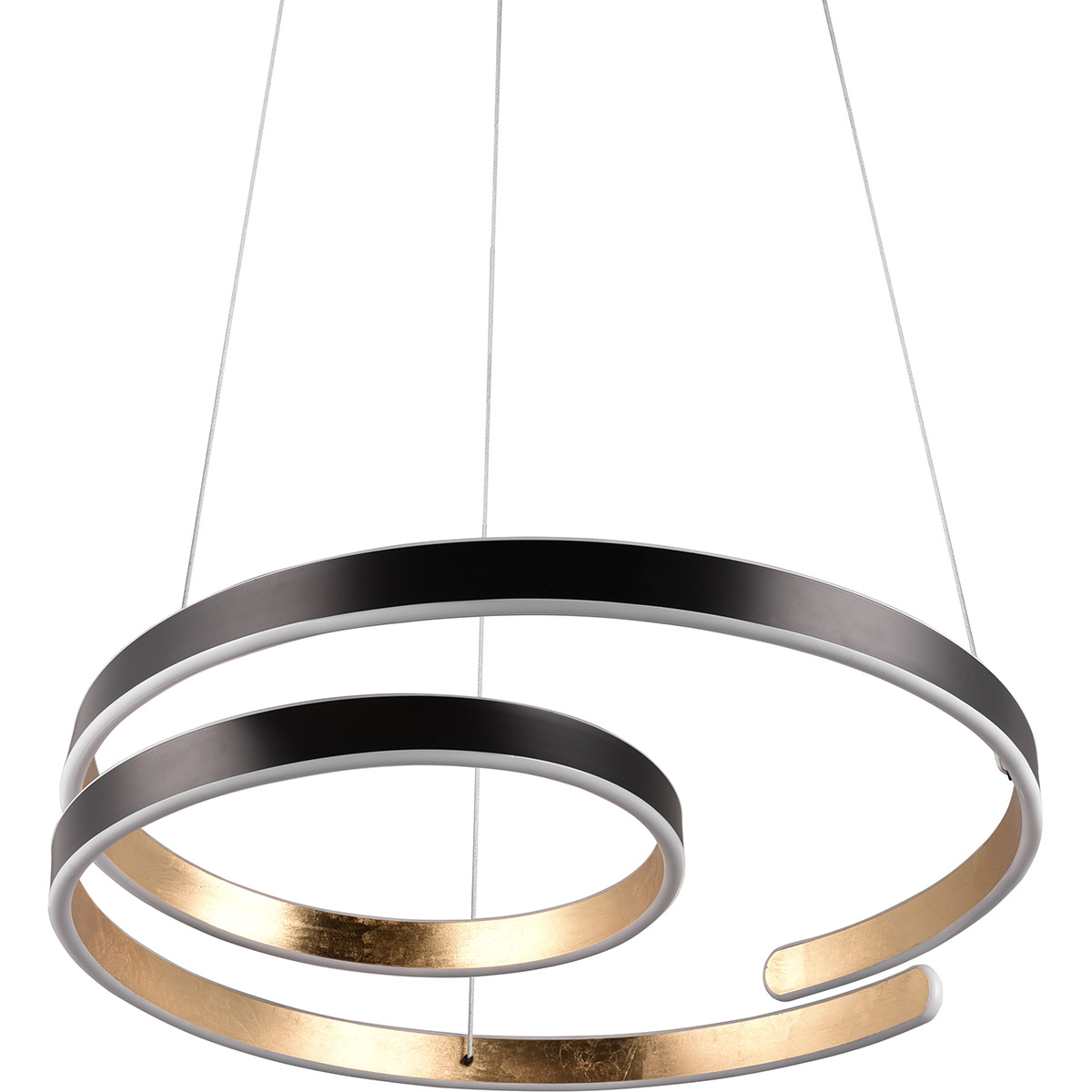 Suspension LED - Trion Renie - 68W - Blanc Chaud 3000K - Dimmable - Rond - Noir Doré - Métal