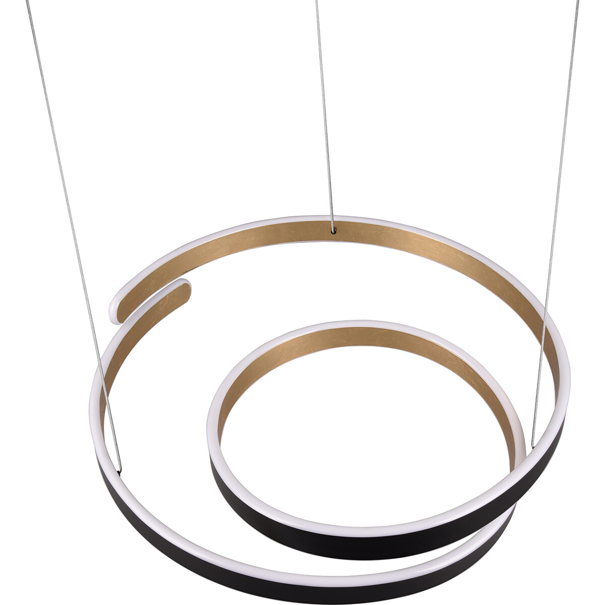 Suspension LED - Trion Renie - 68W - Blanc Chaud 3000K - Dimmable - Rond - Noir Doré - Métal