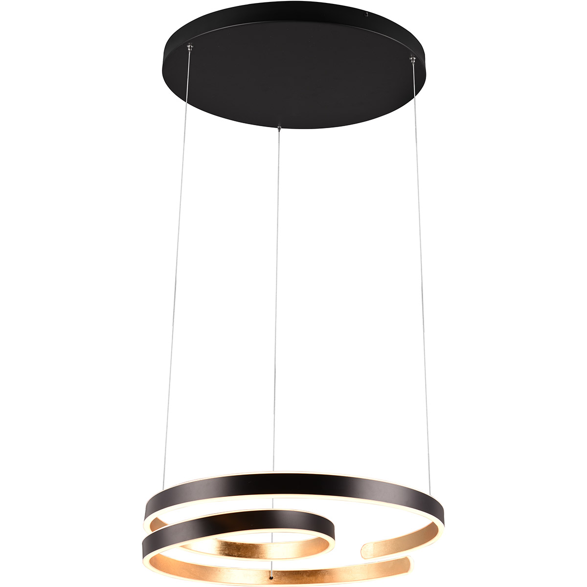 Suspension LED - Trion Renie - 68W - Blanc Chaud 3000K - Dimmable - Rond - Noir Doré - Métal