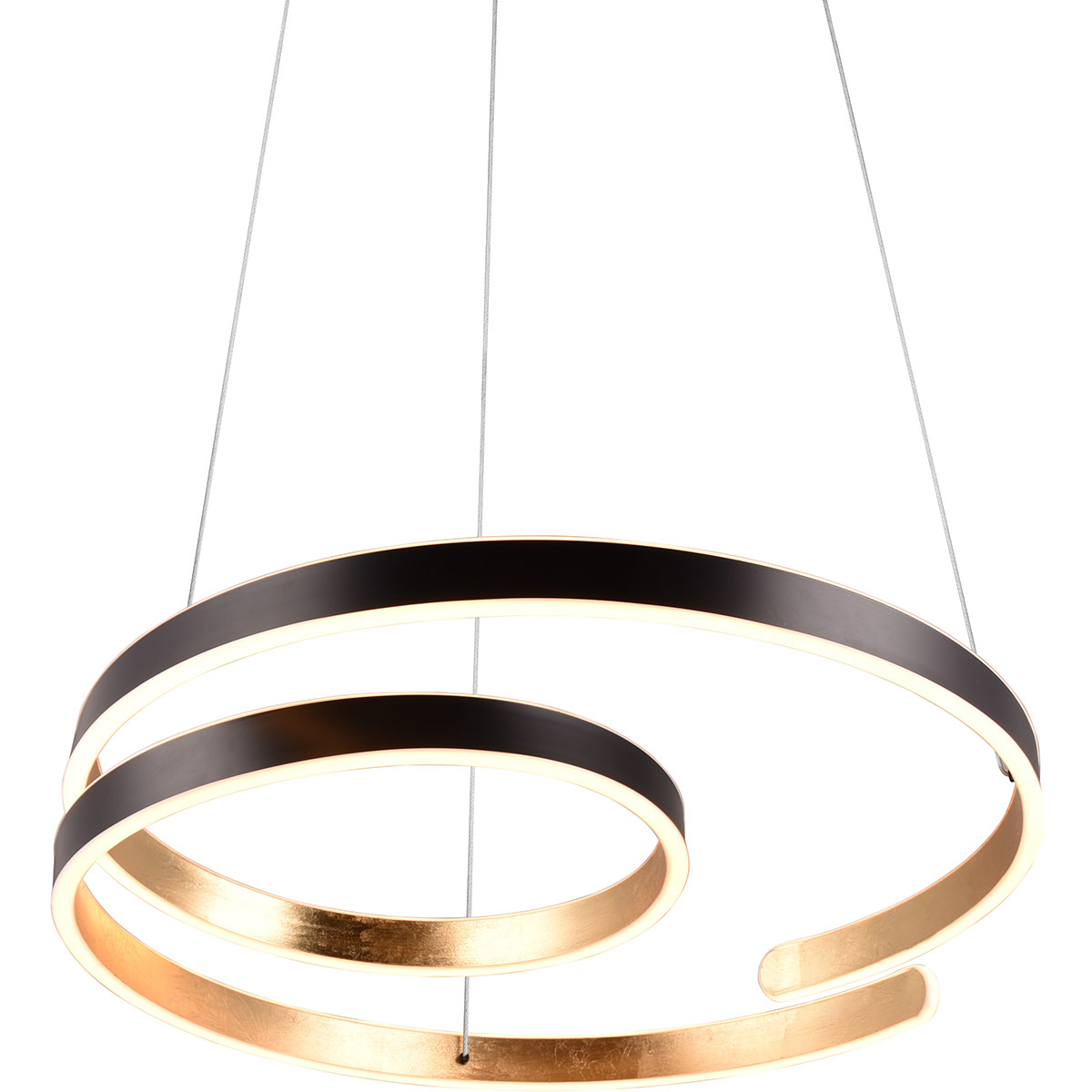 Suspension LED - Trion Renie - 68W - Blanc Chaud 3000K - Dimmable - Rond - Noir Doré - Métal