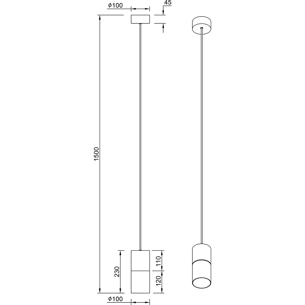 Suspension LED - Trion Roba - Douille E27 - 1-lumière - Rond - Mat Or - Aluminium