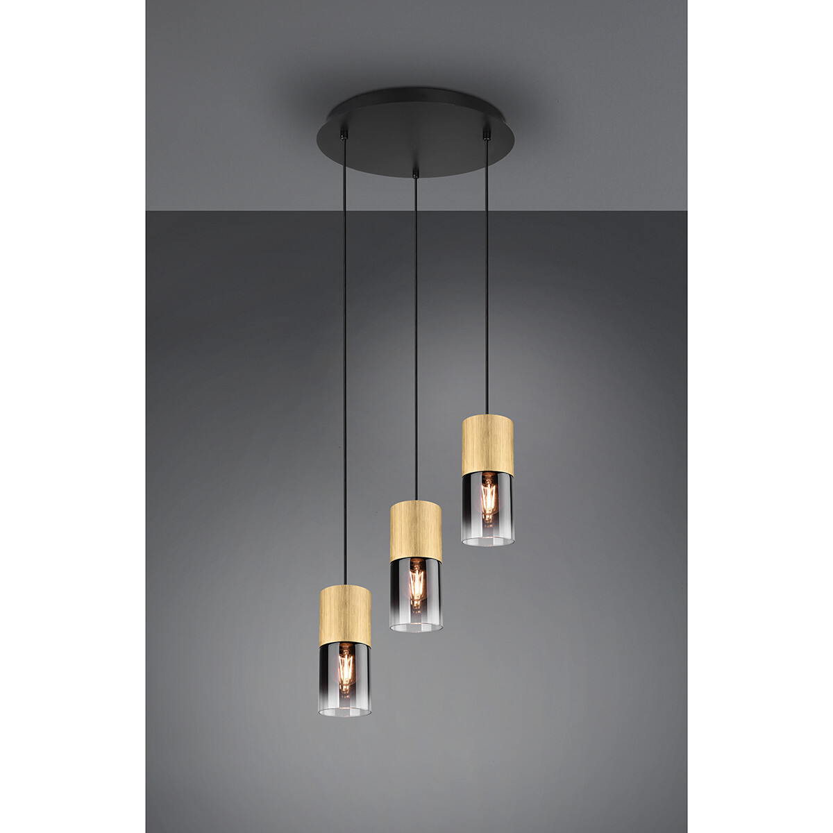 Suspension LED - Trion Roba - Douille E27 - 3-lumières - Rond - Mat Or - Aluminium