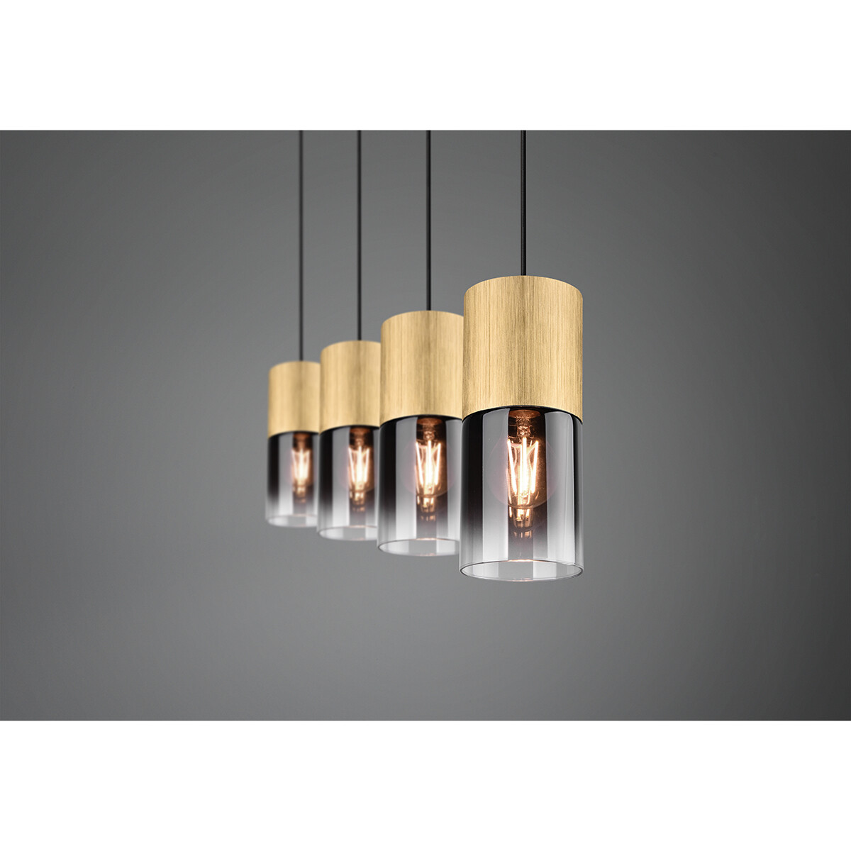 Suspension LED - Trion Roba - Douille E27 - 4-lumières - Rectangle - Mat Or - Aluminium