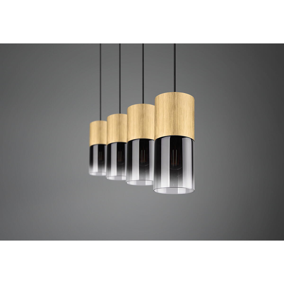 Suspension LED - Trion Roba - Douille E27 - 4-lumières - Rectangle - Mat Or - Aluminium