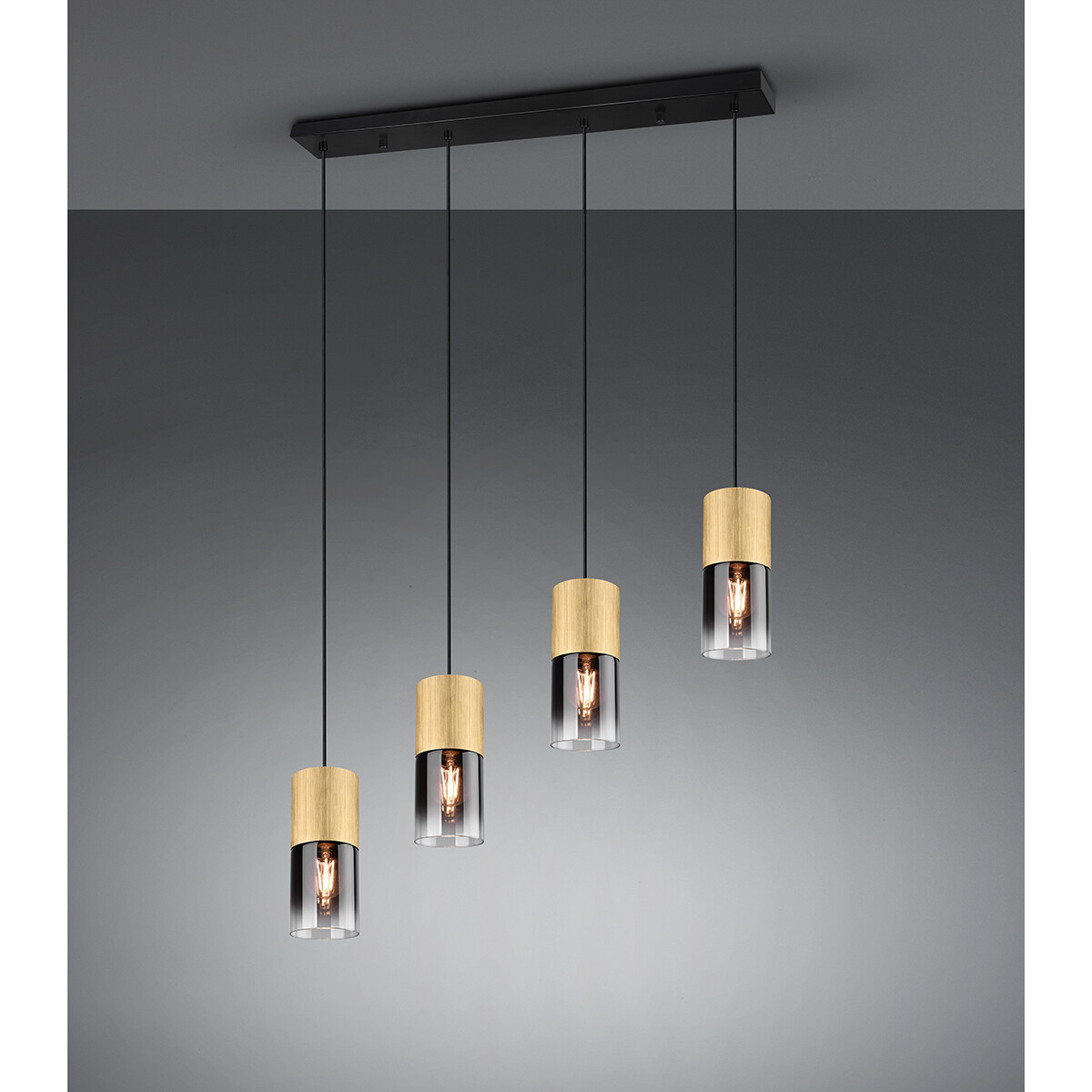 Suspension LED - Trion Roba - Douille E27 - 4-lumières - Rectangle - Mat Or - Aluminium