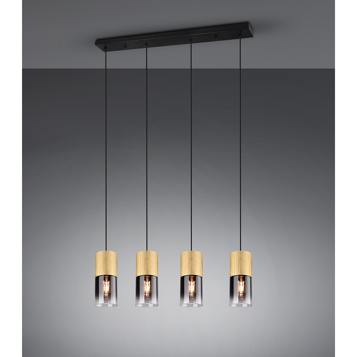 Suspension LED - Trion Roba - Douille E27 - 4-lumières - Rectangle - Mat Or - Aluminium