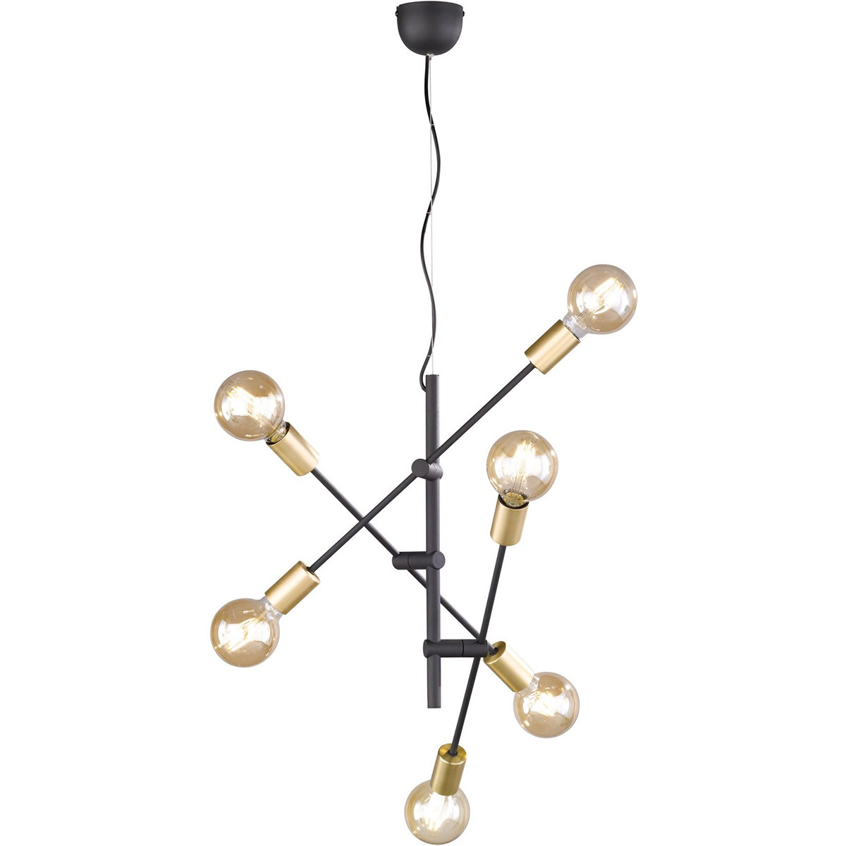 Suspension LED - Trion Ross - Douille E27 - 6-lumières - Rond - Mat Or - Aluminium