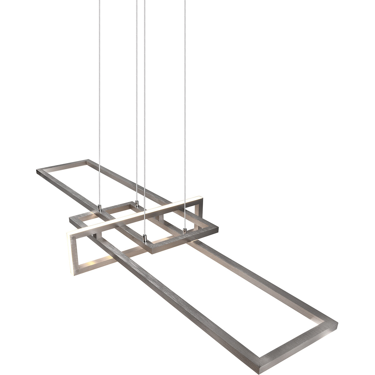 Suspension LED - Trion Salana - 34W - Blanc Chaud 3000K - Dimmable - Rectangle - Mat Nickel - Aluminium