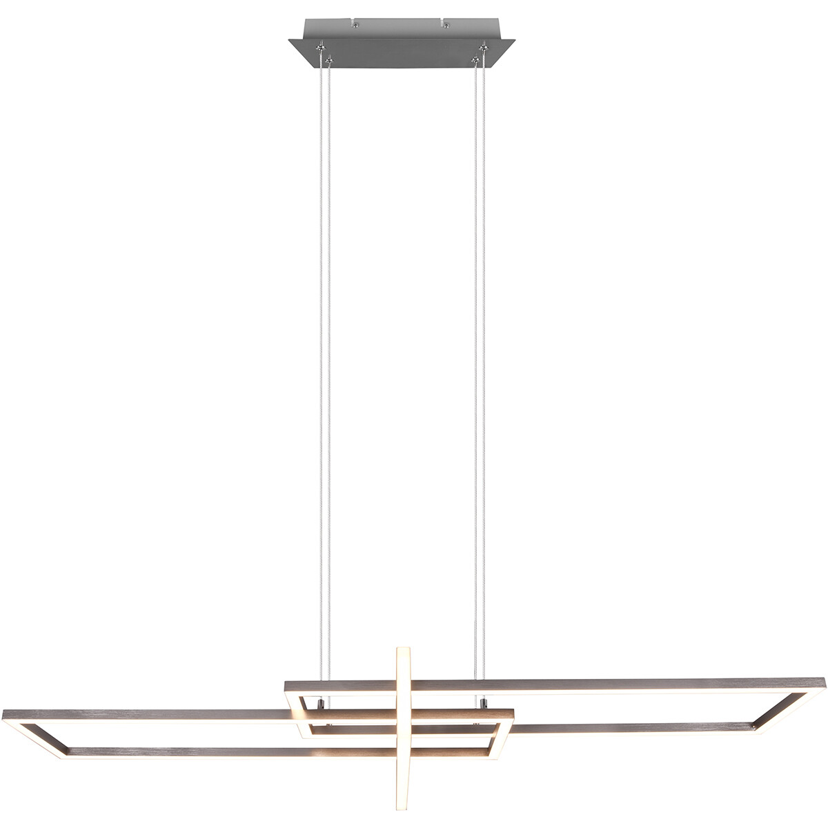 Suspension LED - Trion Salana - 34W - Blanc Chaud 3000K - Dimmable - Rectangle - Mat Nickel - Aluminium