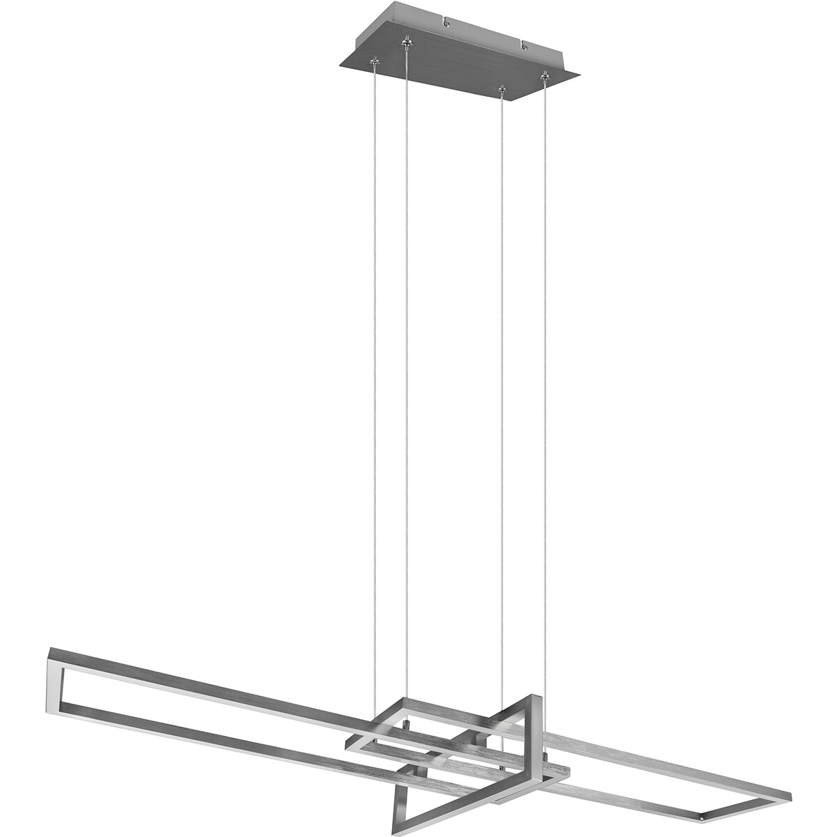 Suspension LED - Trion Salana - 34W - Blanc Chaud 3000K - Dimmable - Rectangle - Mat Nickel - Aluminium