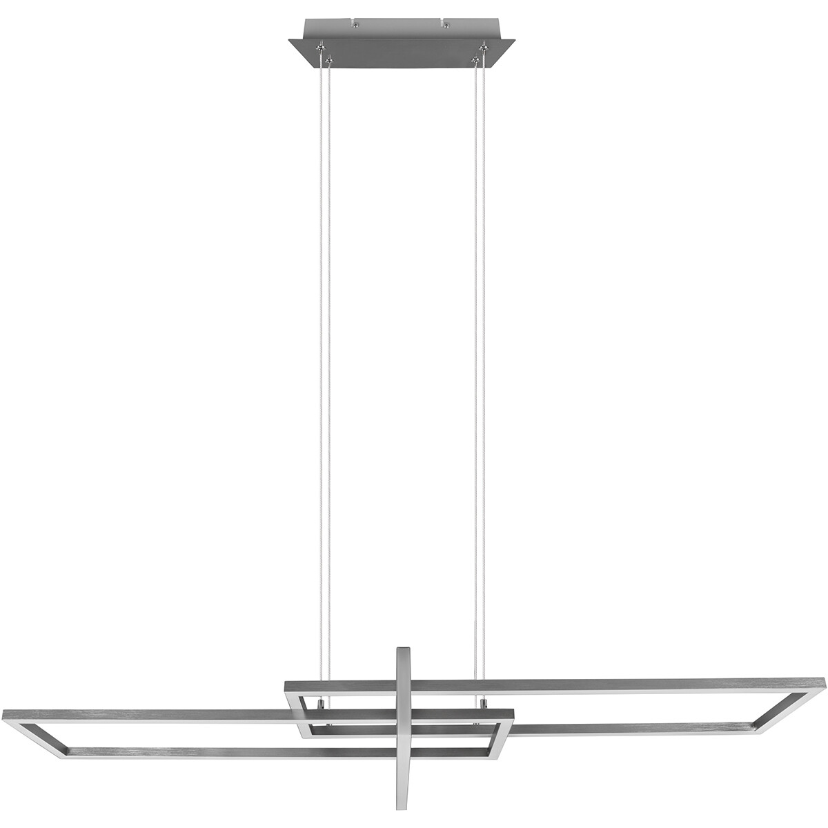 Suspension LED - Trion Salana - 34W - Blanc Chaud 3000K - Dimmable - Rectangle - Mat Nickel - Aluminium