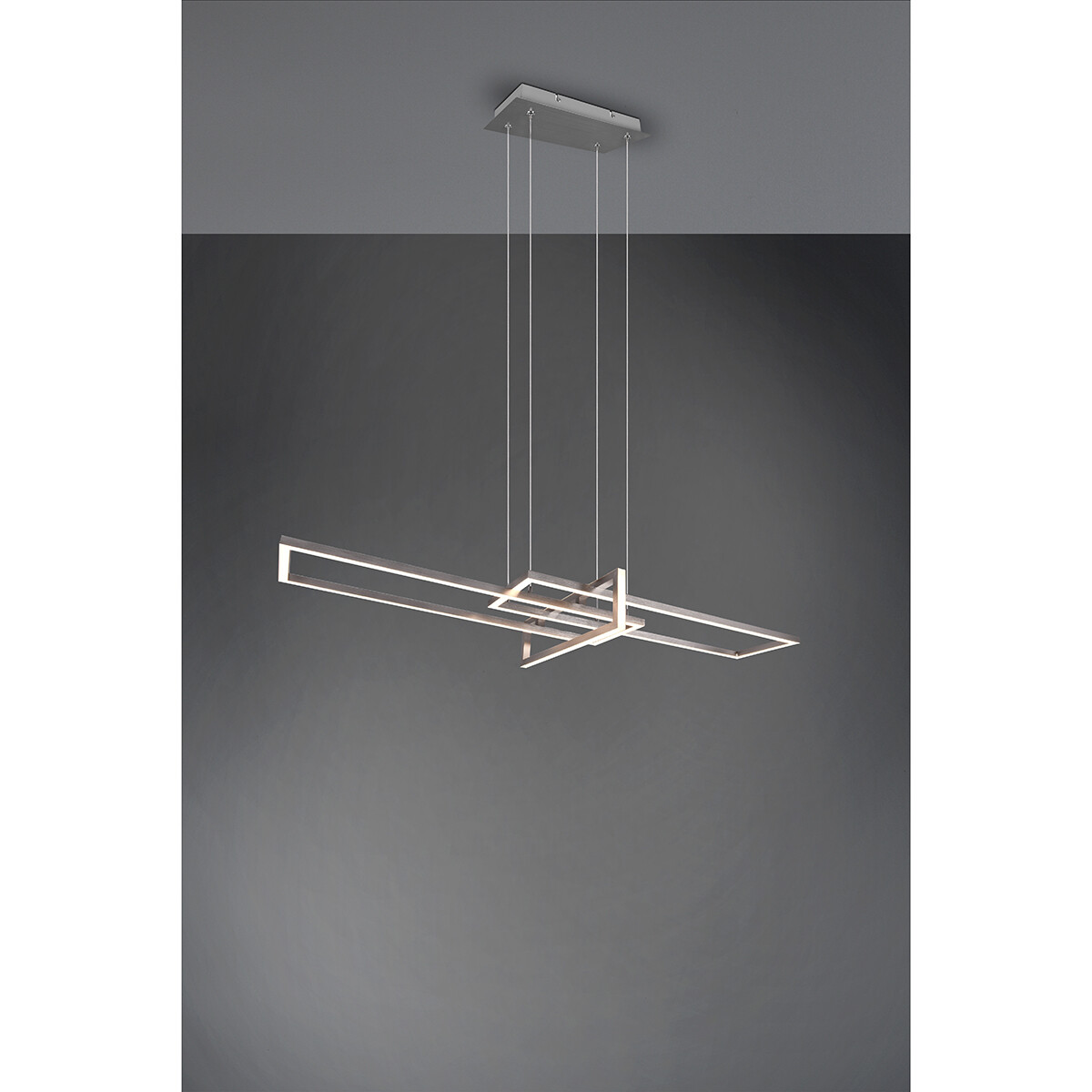 Suspension LED - Trion Salana - 34W - Blanc Chaud 3000K - Dimmable - Rectangle - Mat Nickel - Aluminium