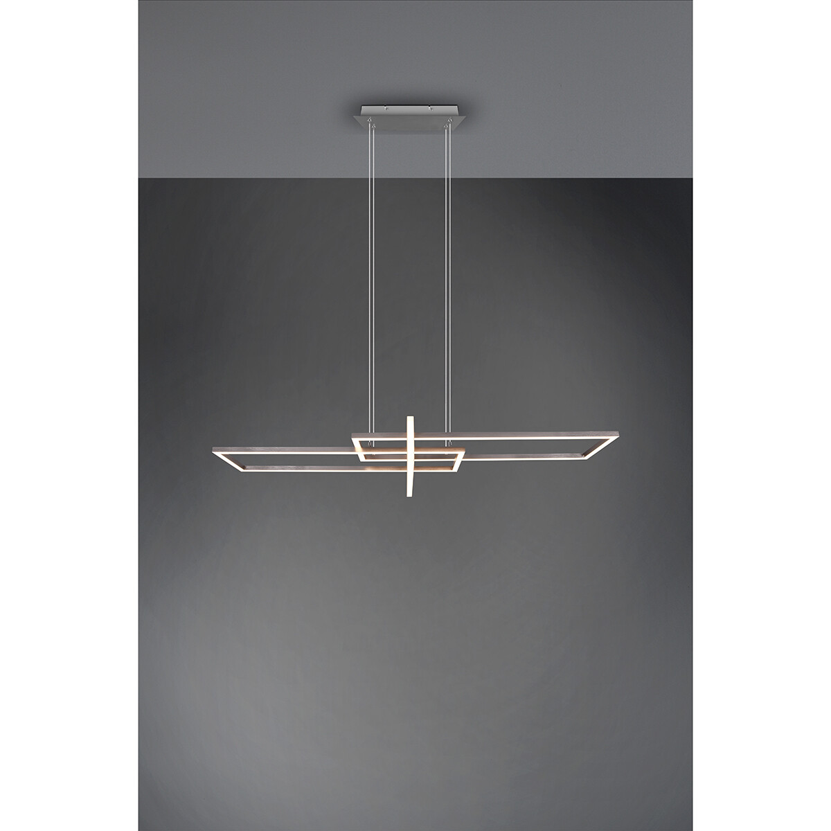 Suspension LED - Trion Salana - 34W - Blanc Chaud 3000K - Dimmable - Rectangle - Mat Nickel - Aluminium