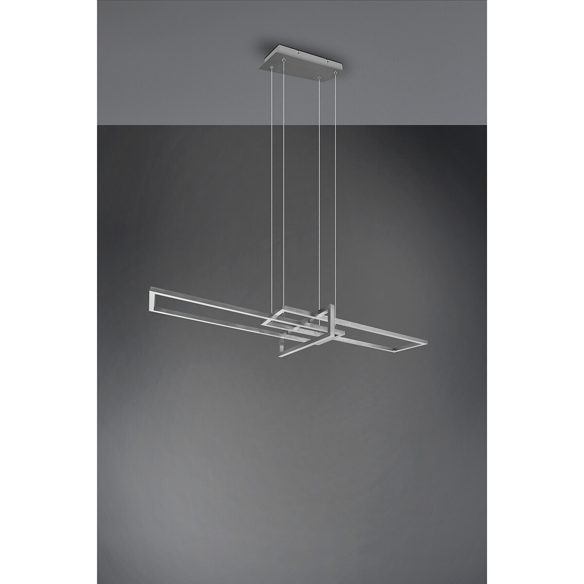 Suspension LED - Trion Salana - 34W - Blanc Chaud 3000K - Dimmable - Rectangle - Mat Nickel - Aluminium