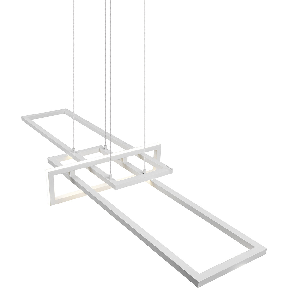 Suspension LED - Trion Salana - 34W - Blanc Chaud 3000K - Dimmable - Rectangle - Mat Blanc - Aluminium