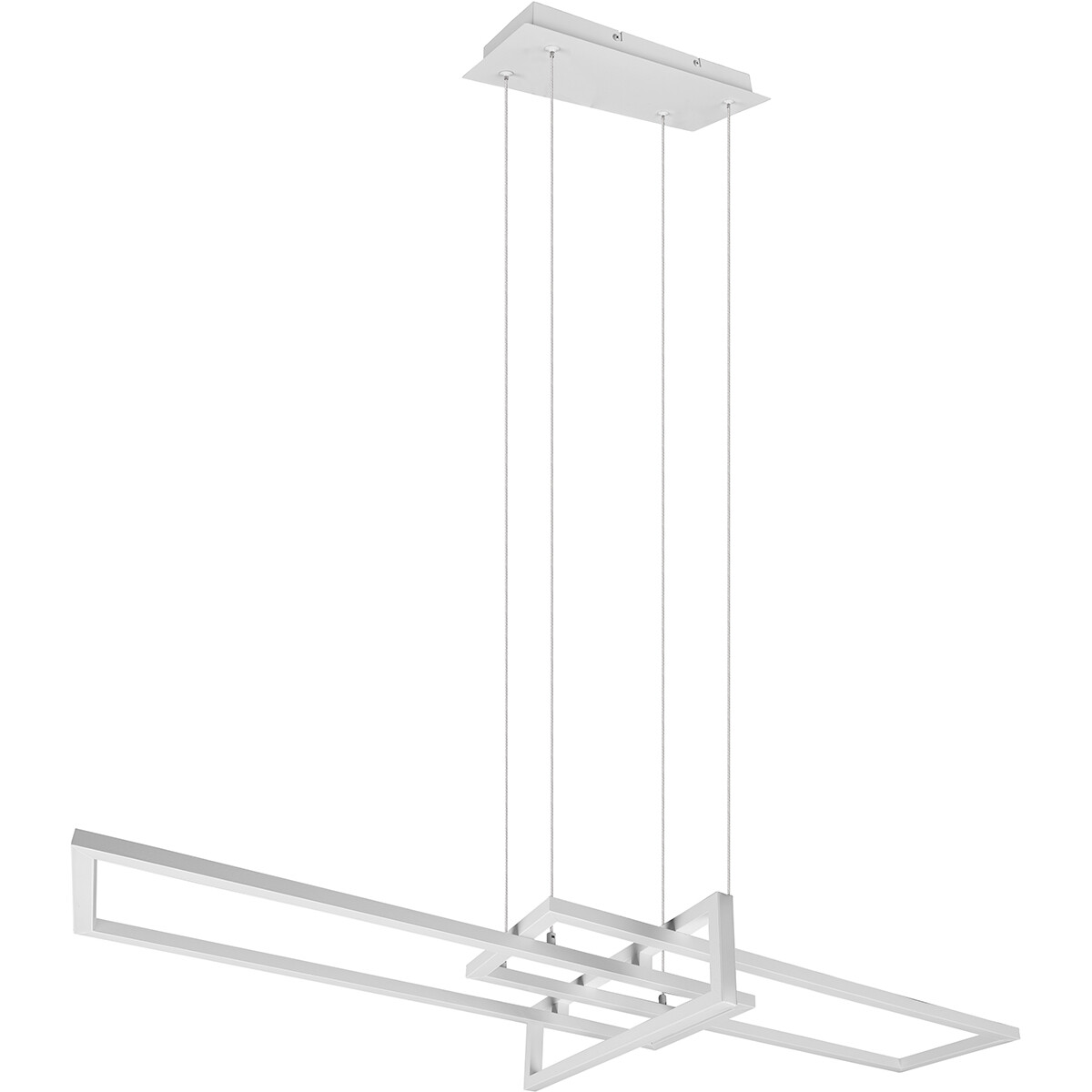 Suspension LED - Trion Salana - 34W - Blanc Chaud 3000K - Dimmable - Rectangle - Mat Blanc - Aluminium