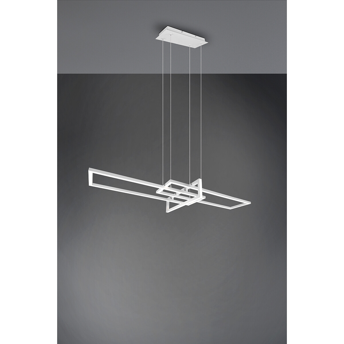 Suspension LED - Trion Salana - 34W - Blanc Chaud 3000K - Dimmable - Rectangle - Mat Blanc - Aluminium