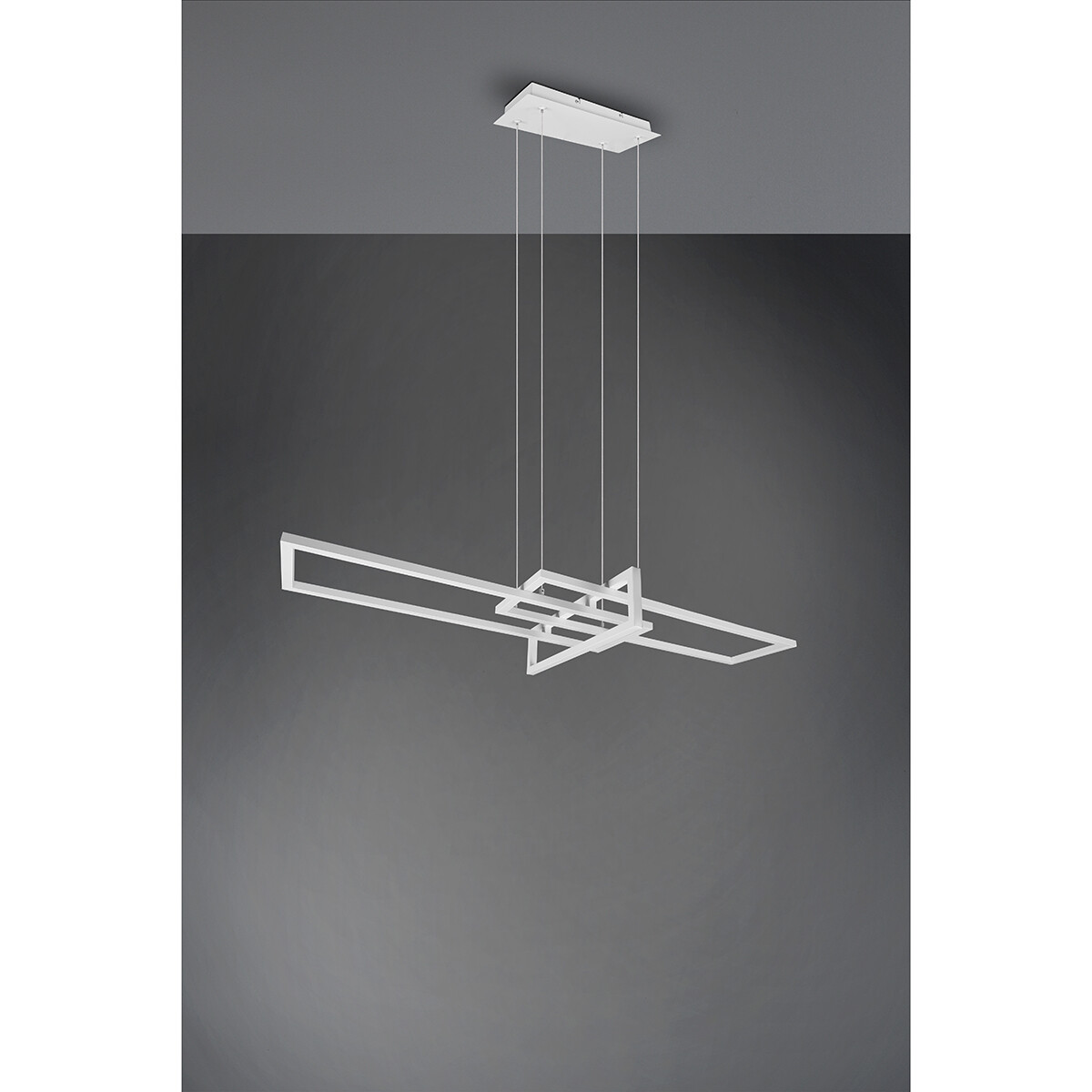 Suspension LED - Trion Salana - 34W - Blanc Chaud 3000K - Dimmable - Rectangle - Mat Blanc - Aluminium