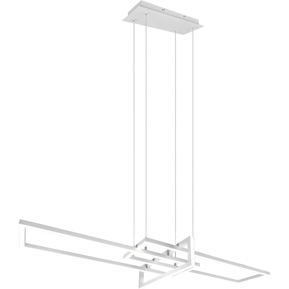 Suspension LED - Trion Salana - 34W - Blanc Chaud 3000K - Dimmable - Rectangle - Mat Blanc - Aluminium