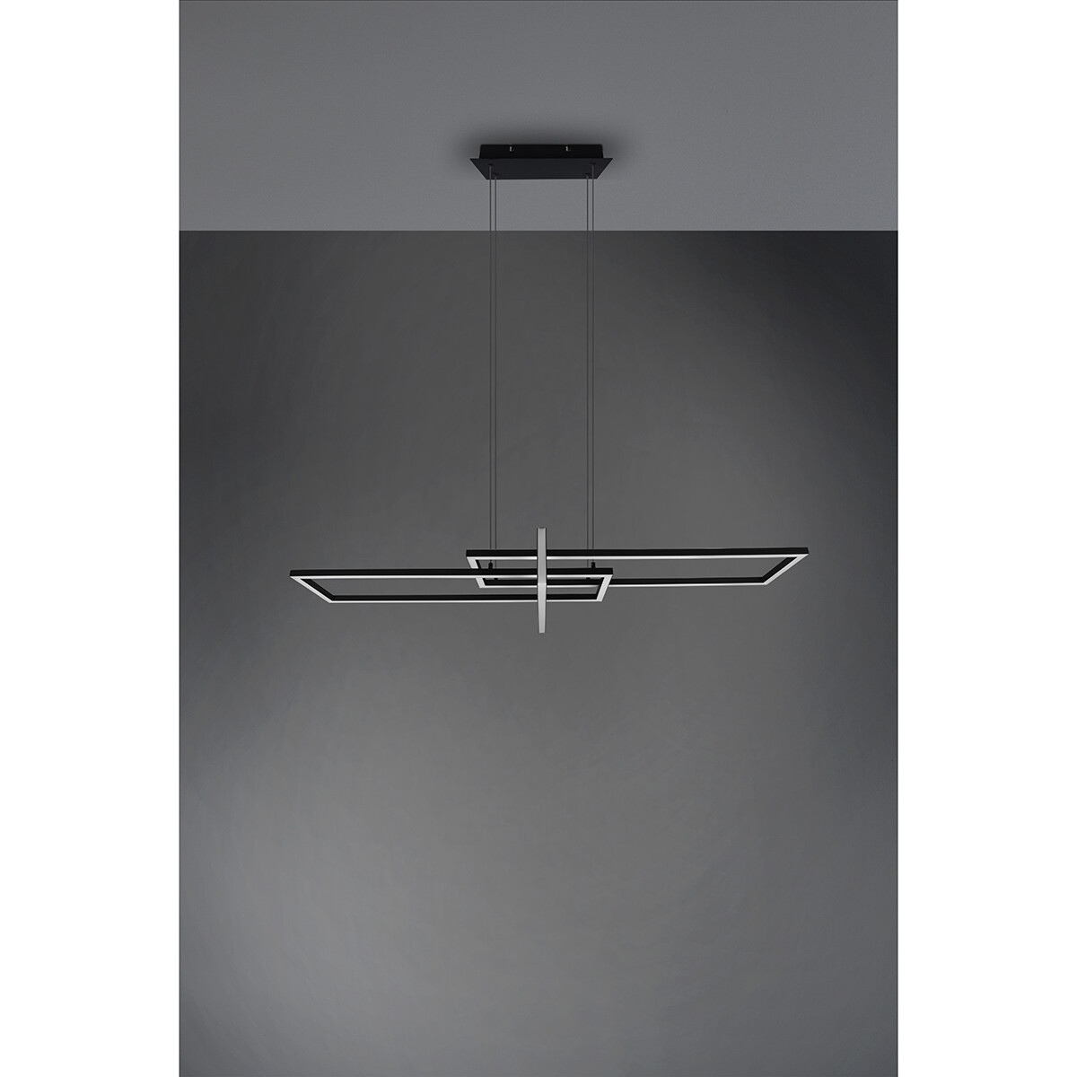 Suspension LED - Trion Salana - 34W - Blanc Chaud 3000K - Dimmable - Rectangle - Mat Noir - Aluminium