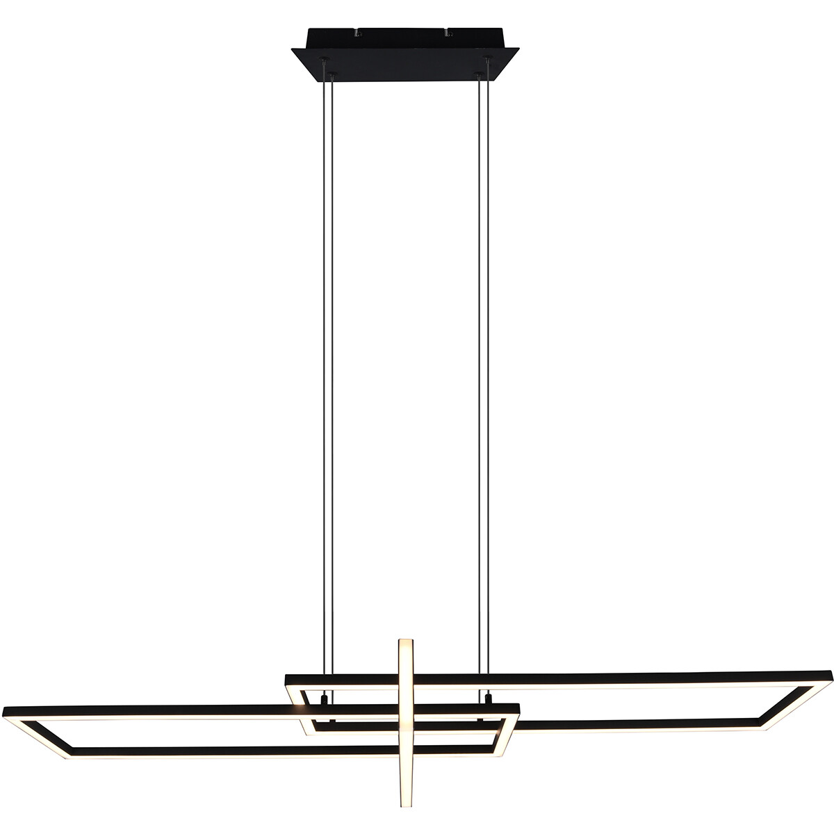 Suspension LED - Trion Salana - 34W - Blanc Chaud 3000K - Dimmable - Rectangle - Mat Noir - Aluminium