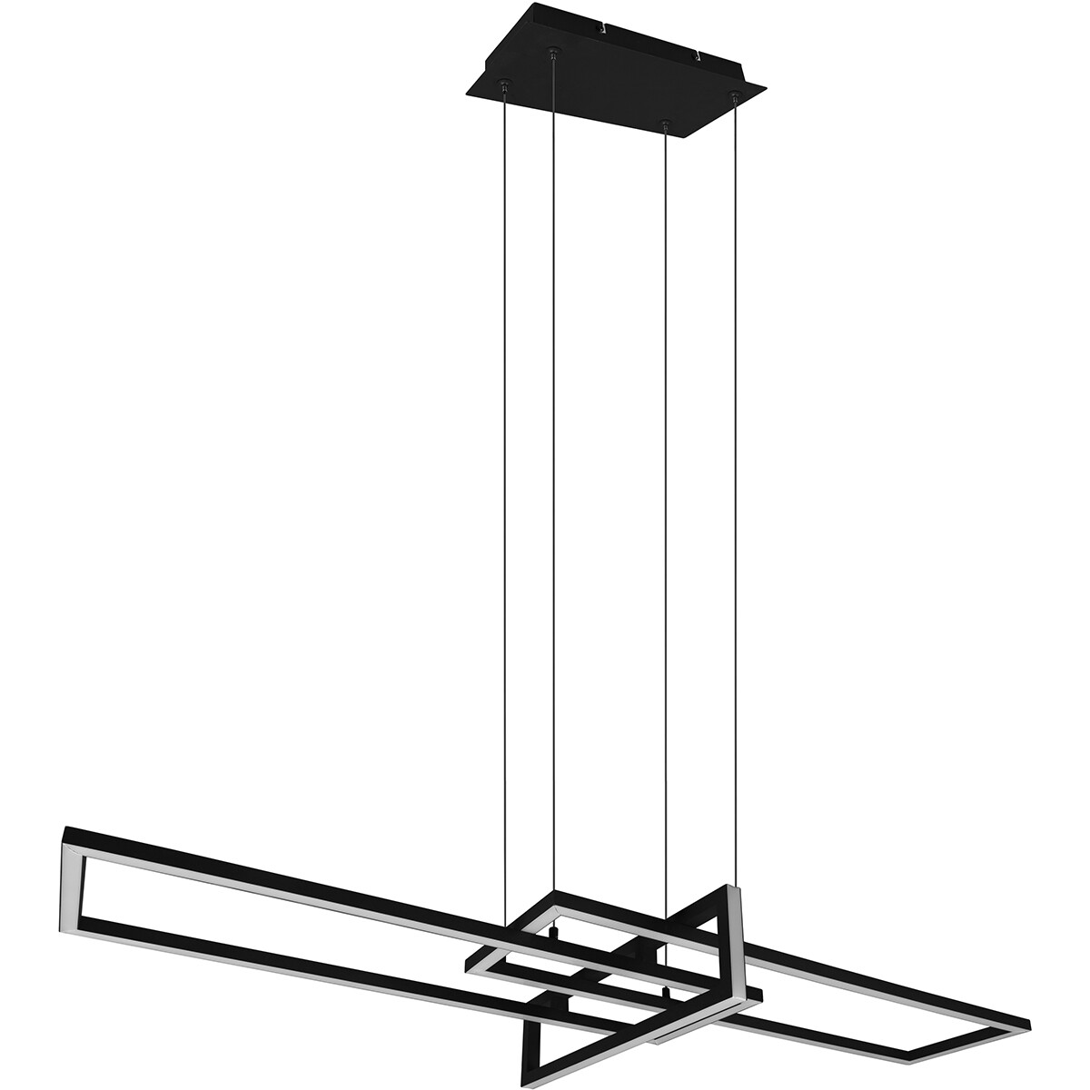 Suspension LED - Trion Salana - 34W - Blanc Chaud 3000K - Dimmable - Rectangle - Mat Noir - Aluminium