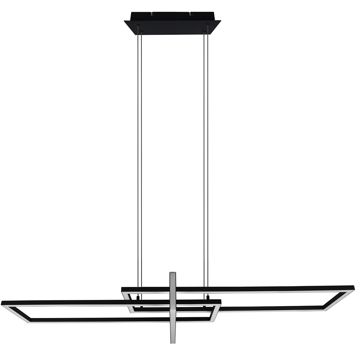 Suspension LED - Trion Salana - 34W - Blanc Chaud 3000K - Dimmable - Rectangle - Mat Noir - Aluminium